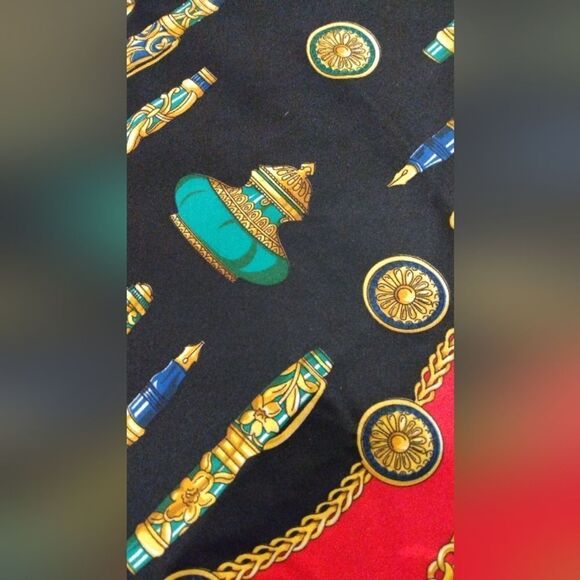 Vintage Black & Red Scarf Fountain Pen Ink Well Foulard Stylo - Picture 10 of 16